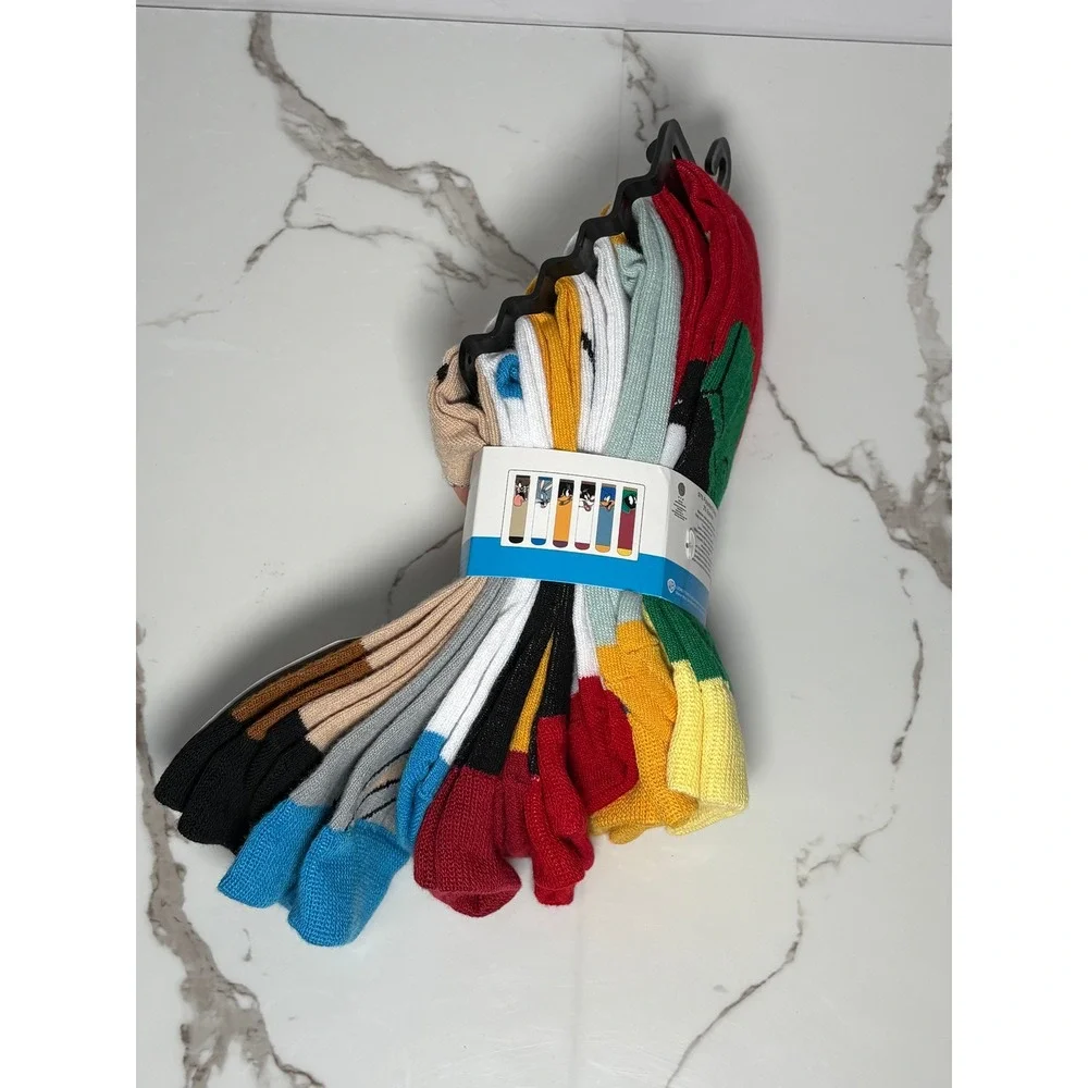 Looney Tunes Mens Crew Socks 6 Pairs Bugs Bunny Daffy Duck‎ Taz Multi Color New